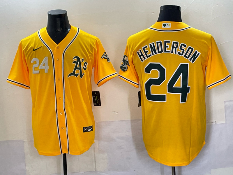 Men Oakland Athletics #24 Henderson yellow Nike 2025 MLB Jersey 004